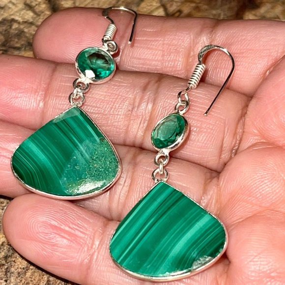 Green Malachite Earrings 2” - Picture 8 of 11